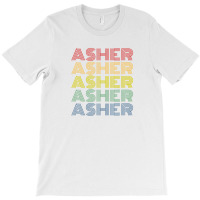 Asher Wordmark Pattern Personalized Name Retro T-shirt | Artistshot