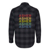 Asher Wordmark Pattern Personalized Name Retro Flannel Shirt | Artistshot