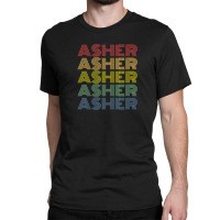 Asher Wordmark Pattern Personalized Name Retro Classic T-shirt | Artistshot