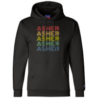 Asher Wordmark Pattern Personalized Name Retro Champion Hoodie | Artistshot