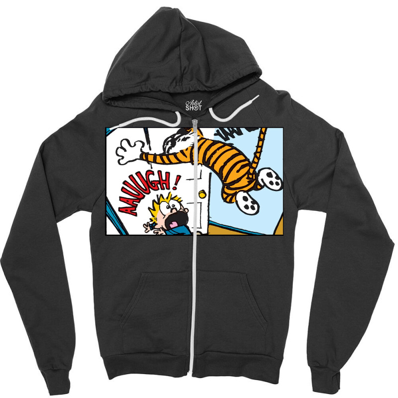 Funny Hobbes With Calvin Zipper Hoodie | Artistshot