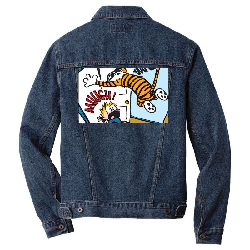 Funny Hobbes With Calvin Men Denim Jacket | Artistshot