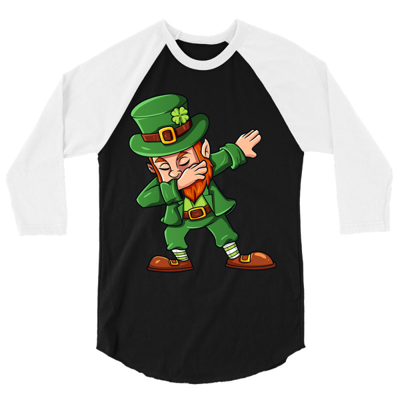 St Patricks Day Dabbing Leprechaun Irish Boys Girls Kids Dab  Copy Cop 3/4 Sleeve Shirt | Artistshot