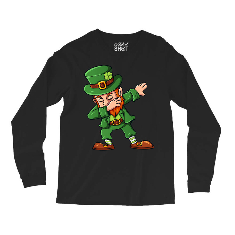 St Patricks Day Dabbing Leprechaun Irish Boys Girls Kids Dab  Copy Cop Long Sleeve Shirts | Artistshot