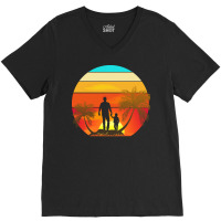 Father And Son Vintage T  Shirt Father And Son Vintage Sunset T  Shirt V-neck Tee | Artistshot