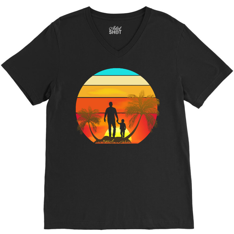 Father And Son Vintage T  Shirt Father And Son Vintage Sunset T  Shirt V-neck Tee | Artistshot