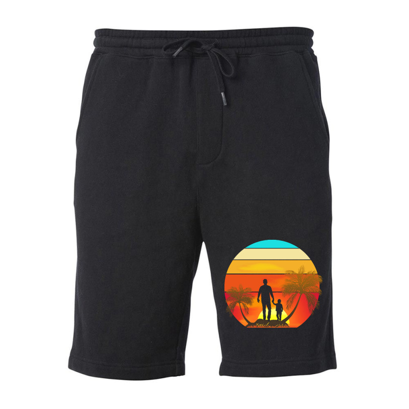 Father And Son Vintage T  Shirt Father And Son Vintage Sunset T  Shirt Fleece Short | Artistshot