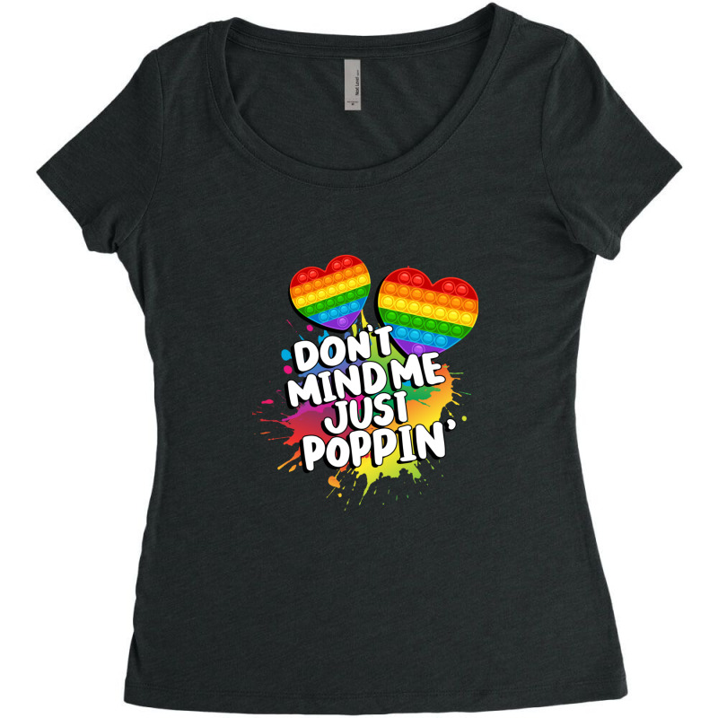 Funny Don't Mind Me Just Poppin Cute Heart Pop It Women's Triblend Scoop T-shirt by VeronicaJDiamantopoulos | Artistshot