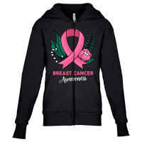 Breast Cancer Awareness With Plants Youth Zipper Hoodie | Artistshot