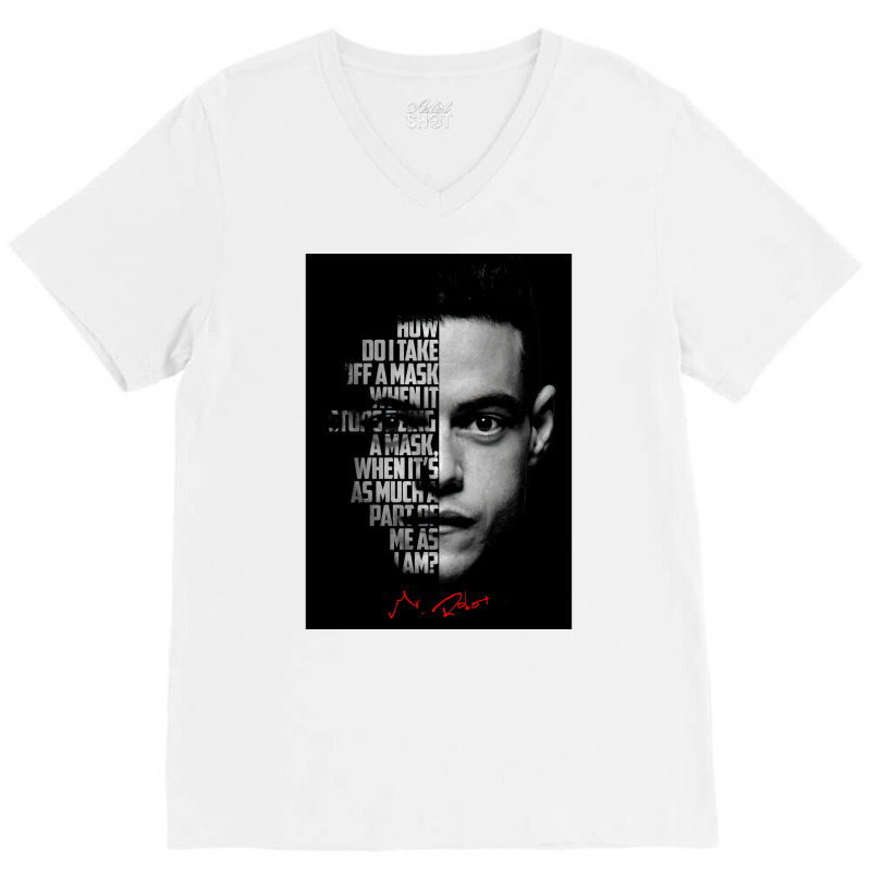 Black And Whiterobot Elliot Alderson Quote Poster Music Quote V-neck Tee | Artistshot