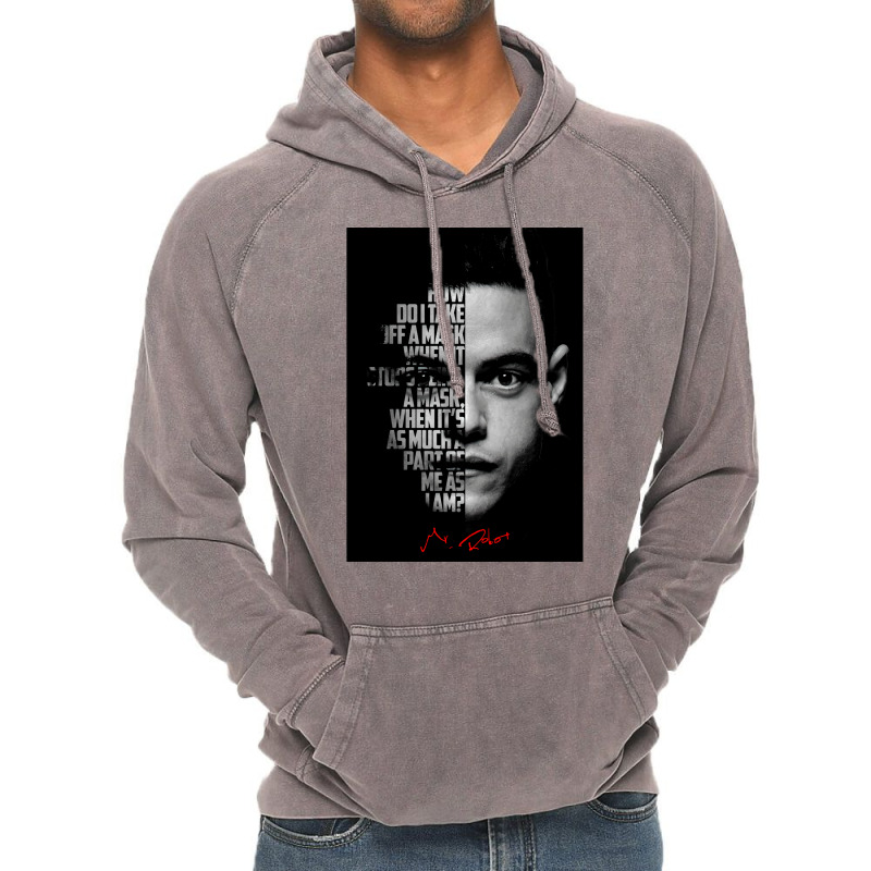 Black And Whiterobot Elliot Alderson Quote Poster Music Quote Vintage Hoodie | Artistshot