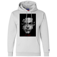 Black And Whiterobot Elliot Alderson Quote Poster Music Quote Champion Hoodie | Artistshot