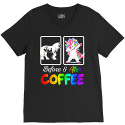 funny coffee lover gift t  shirt before horse after drinking coffee be V-Neck Tee | Artistshot