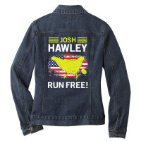 Josh Hawley Run Free Funny Josh Hawley Running Oops Ladies Denim Jacket | Artistshot