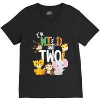 Hot Trend I'm Wild And Two Zoo Theme Birthday Safari Jungle Animals V-neck Tee | Artistshot