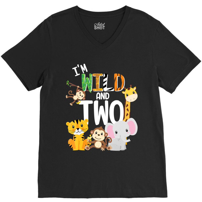 Hot Trend I'm Wild And Two Zoo Theme Birthday Safari Jungle Animals V-Neck Tee by behindcedar22 | Artistshot