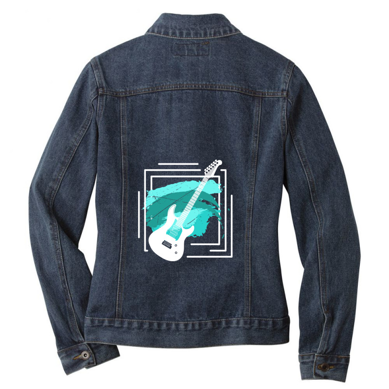 Guitar Gift Guitarist Musical Instrument 12 Ladies Denim Jacket by SiroBrandonSoto | Artistshot