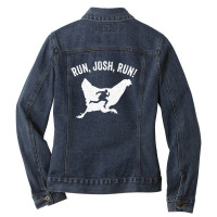 Josh Hawley Run Free Funny Josh Hawley Running Chicken Tees Ladies Denim Jacket | Artistshot