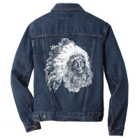 Native American Portrait T  Shirt Native American Chief Black And Whit Men Denim Jacket | Artistshot