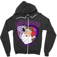 Hot Trend Sarcoidosis Awareness Awareness - Santa Believe Leopard Chri Zipper Hoodie | Artistshot