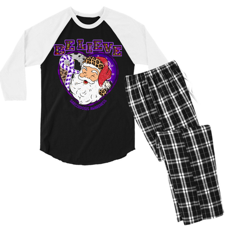 Hot Trend Sarcoidosis Awareness Awareness - Santa Believe Leopard Chri Men's 3/4 Sleeve Pajama Set | Artistshot