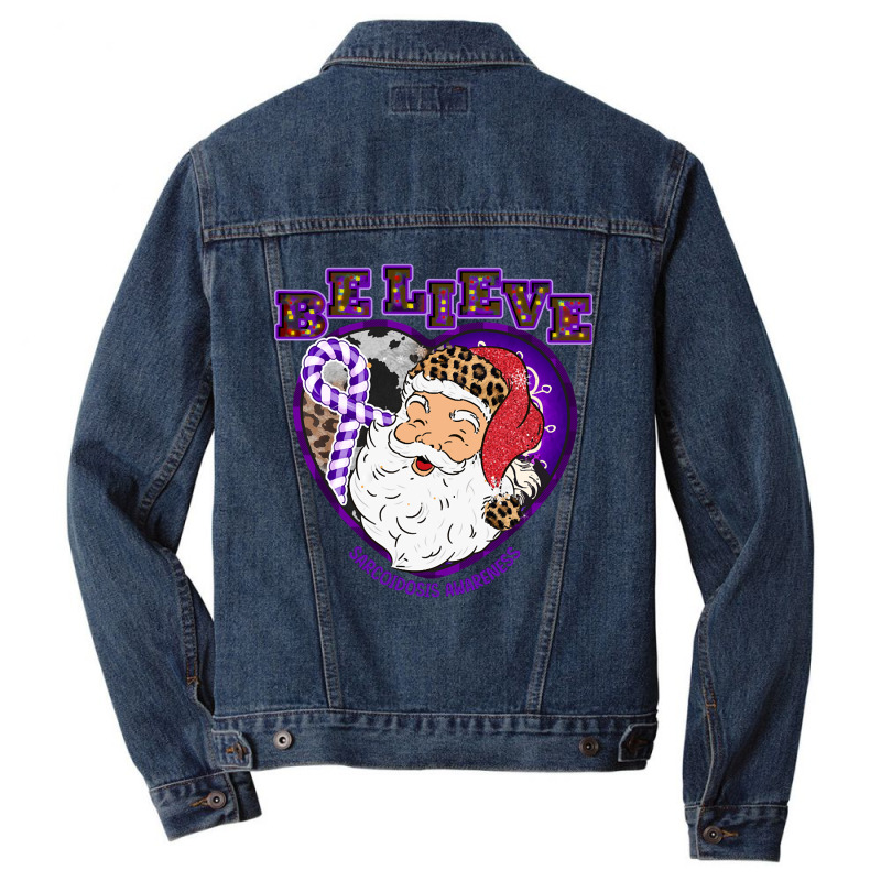 Hot Trend Sarcoidosis Awareness Awareness - Santa Believe Leopard Chri Men Denim Jacket | Artistshot