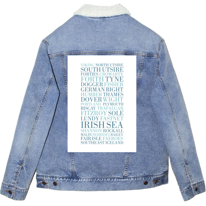 Shipping Forecast As Heard Of Radio 4  Quote Nature Green Unisex Sherpa-lined Denim Jacket | Artistshot