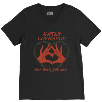 Limited Edition Satan Loves You V-neck Tee | Artistshot