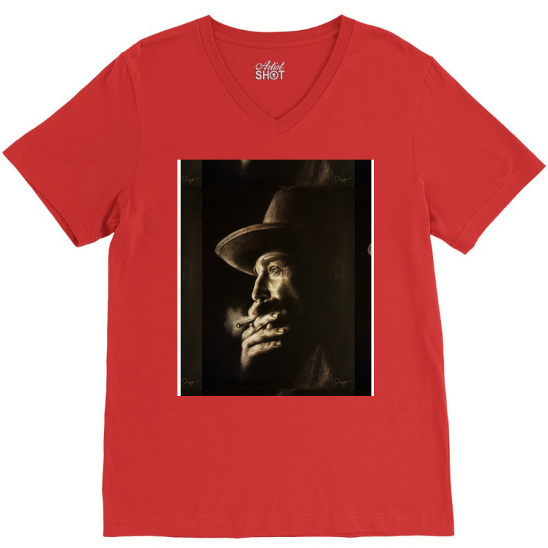 Daniel Plainview Charcoal V-Neck Tee by riquelhubbya | Artistshot