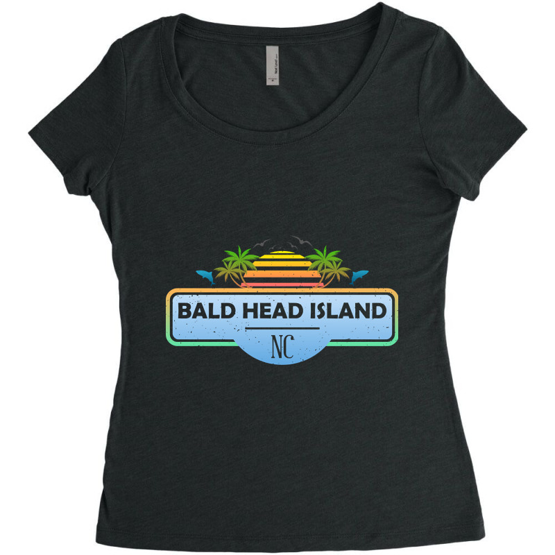 Trending Bald Head Island Beach - North Carolina, Tropical Palm Trees Women's Triblend Scoop T-shirt by Inmamlil638 | Artistshot