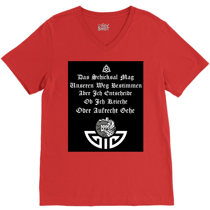 Nordic Viking Warrior Quotes Fate May Determine  Humor 70s V-neck Tee | Artistshot