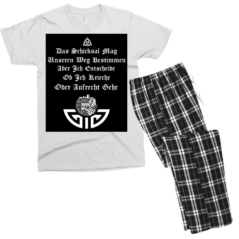 Nordic Viking Warrior Quotes Fate May Determine  Humor 70s Men's T-shirt Pajama Set | Artistshot