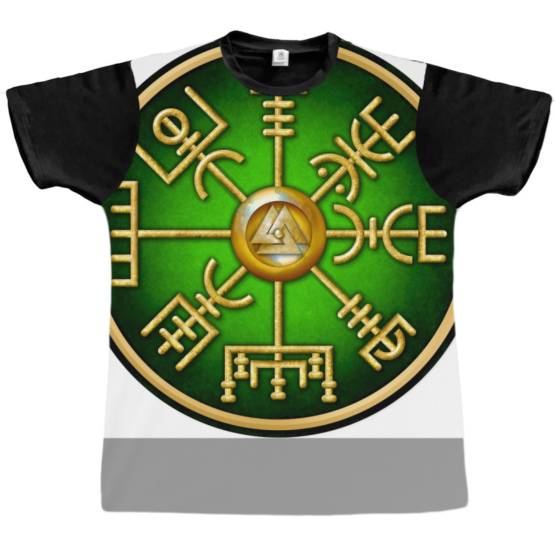 Norse Vegvisir Viking Compass Green  Music Blue Graphic T-shirt by waysontrinay | Artistshot