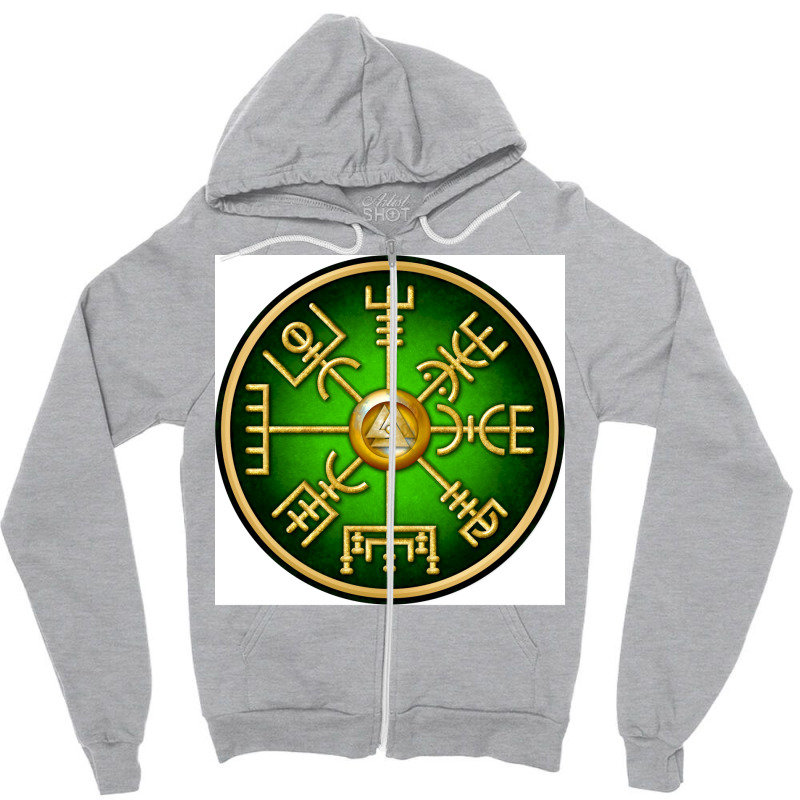 Norse Vegvisir Viking Compass Green  Music Blue Zipper Hoodie by waysontrinay | Artistshot