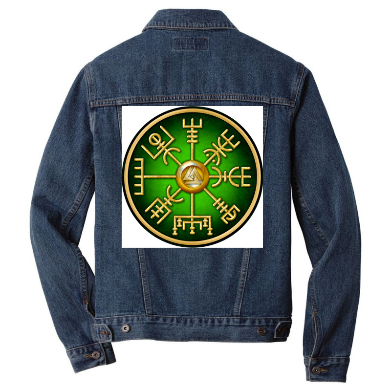 Norse Vegvisir Viking Compass Green  Music Blue Men Denim Jacket by waysontrinay | Artistshot