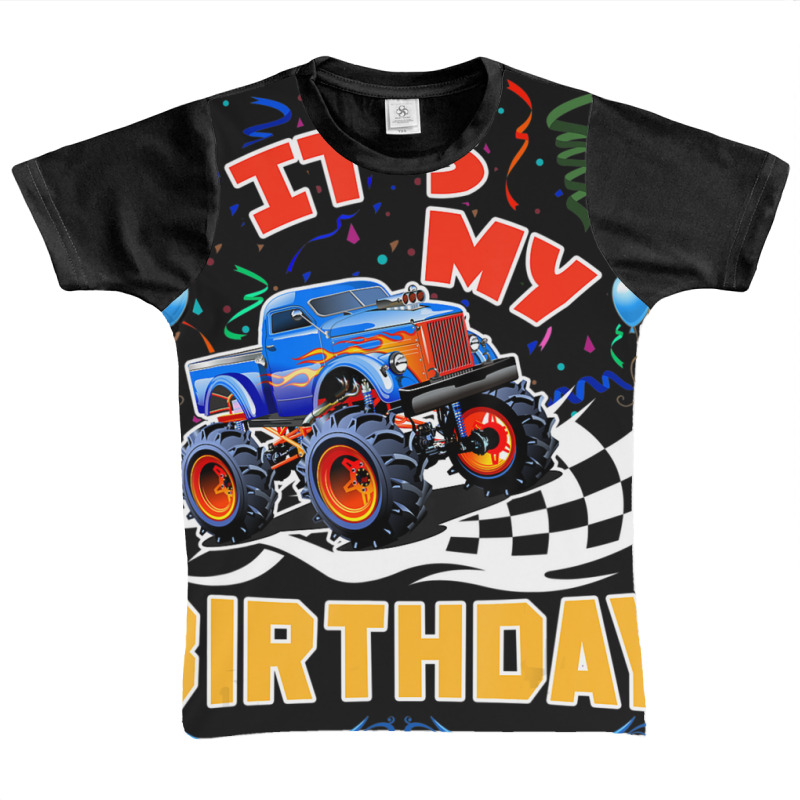 Trending It Is My Birthday Boy Monster Truck Car Party Day Kids Cute Graphic Youth T-shirt | Artistshot