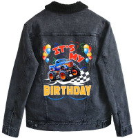 Trending It Is My Birthday Boy Monster Truck Car Party Day Kids Cute Unisex Sherpa-lined Denim Jacket | Artistshot