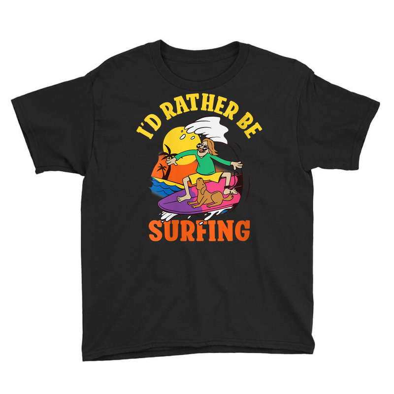 Womens Id Rather Be Surfing Wake Surfer V Neck T Shirt Youth Tee | Artistshot