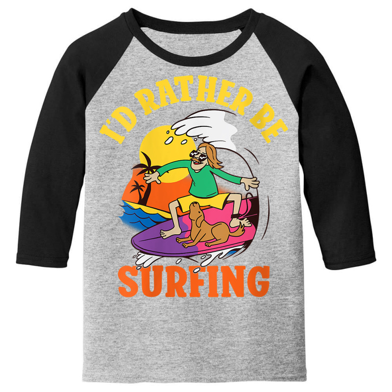 Womens Id Rather Be Surfing Wake Surfer V Neck T Shirt Youth 3/4 Sleeve | Artistshot