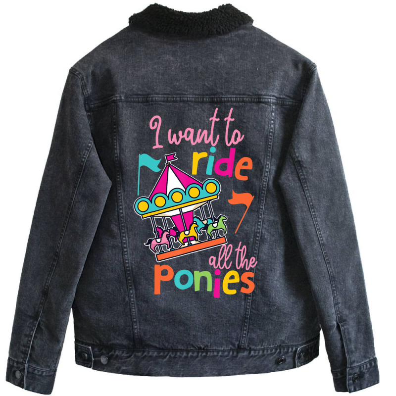 Hot Trend Carousel Horse Merry-go-round For Girls Unisex Sherpa-lined Denim Jacket | Artistshot