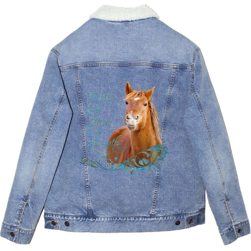 Limited Edition Christian Bible Verse Smiling Horse Unisex Sherpa-Lined Denim Jacket by Berrios Crisp | Artistshot