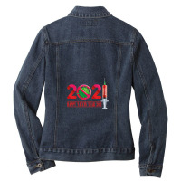 Happy Vaccin Year 2021 Ladies Denim Jacket | Artistshot