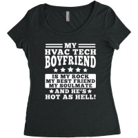 Hvac Tech Girlfriend Apparel - Funny Girlfriends Design Women's Triblend Scoop T-shirt | Artistshot