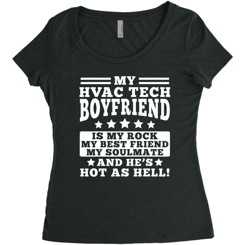 Hvac Tech Girlfriend Apparel - Funny Girlfriends Design Women's Triblend Scoop T-shirt by kaciacindz6 | Artistshot