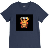 Viking Warrior With Winged Helmet And Mustache  Gift 70s V-neck Tee | Artistshot