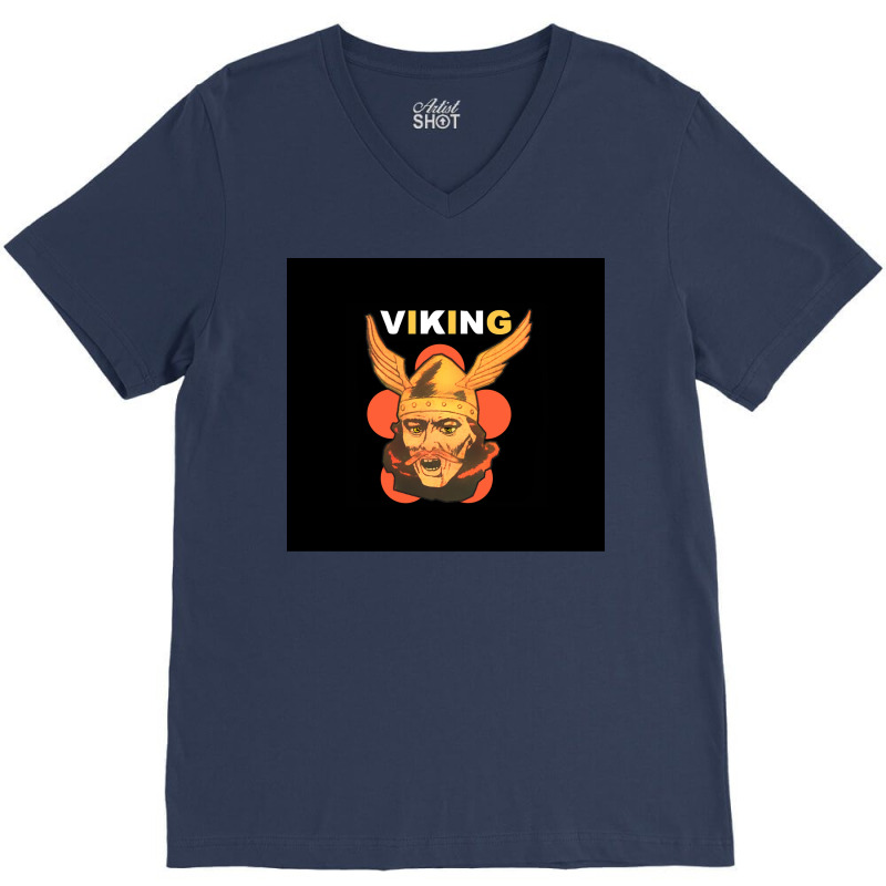 Viking Warrior With Winged Helmet And Mustache  Gift 70s V-neck Tee | Artistshot