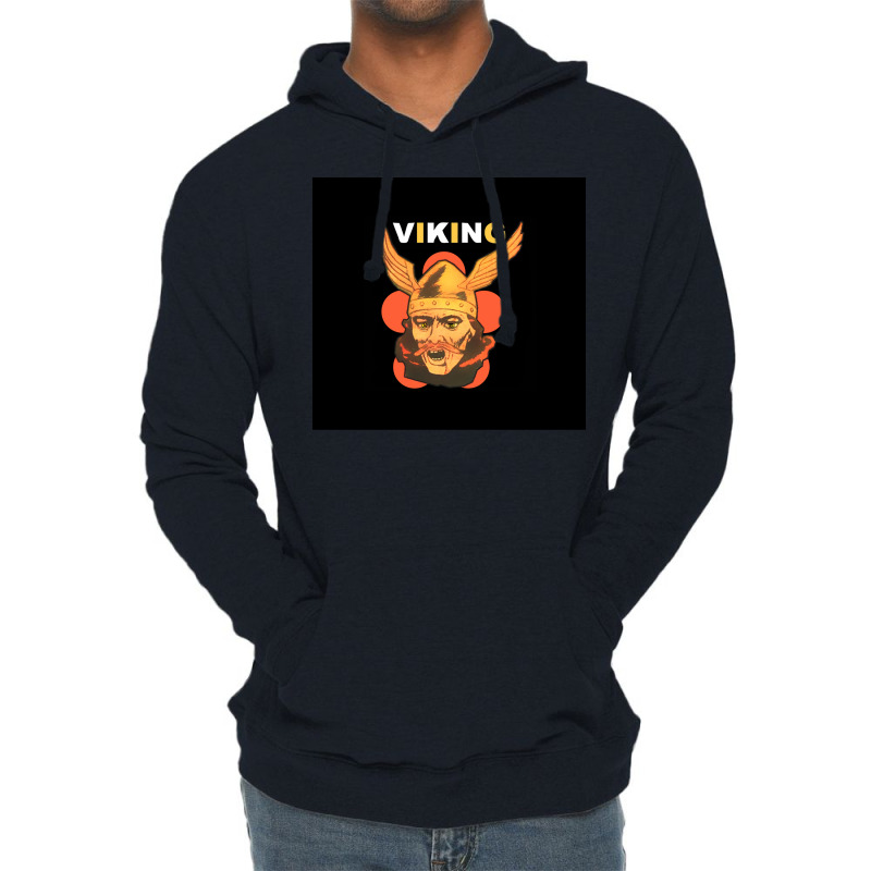 Viking Warrior With Winged Helmet And Mustache  Gift 70s Lightweight Hoodie | Artistshot