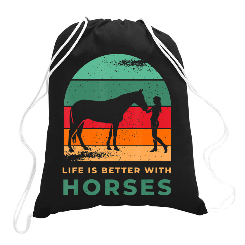 Hot Trend Equestrian Horsewoman Gallop Quote Horse For Girls Drawstring Bags | Artistshot