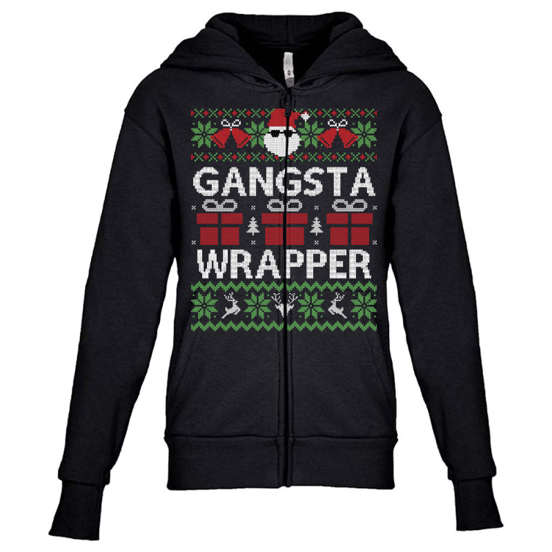 Long Sleeve Shirt Gangsta Wrapper Ugly Sweater Christmas Youth Zipper Hoodie | Artistshot