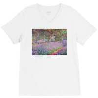 The Artists Garden At Giverny 1900 Claude Monet Poster Aesthetic V-neck Tee | Artistshot